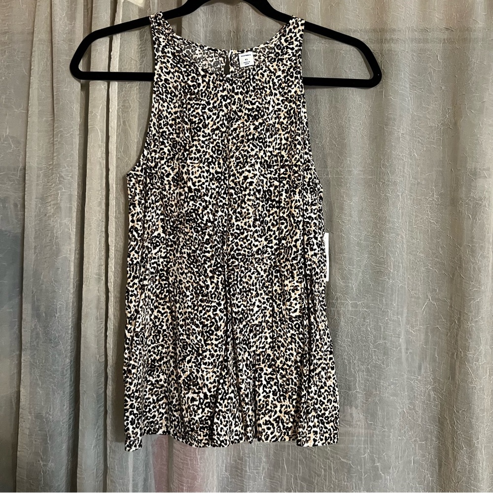 Old Navy High Neck Sleeveless Cheetah Blouse
